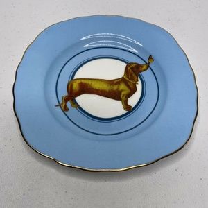 Anthropologie Yvonne Ellen tea dessert plate dachshund Sausage doggie New dog